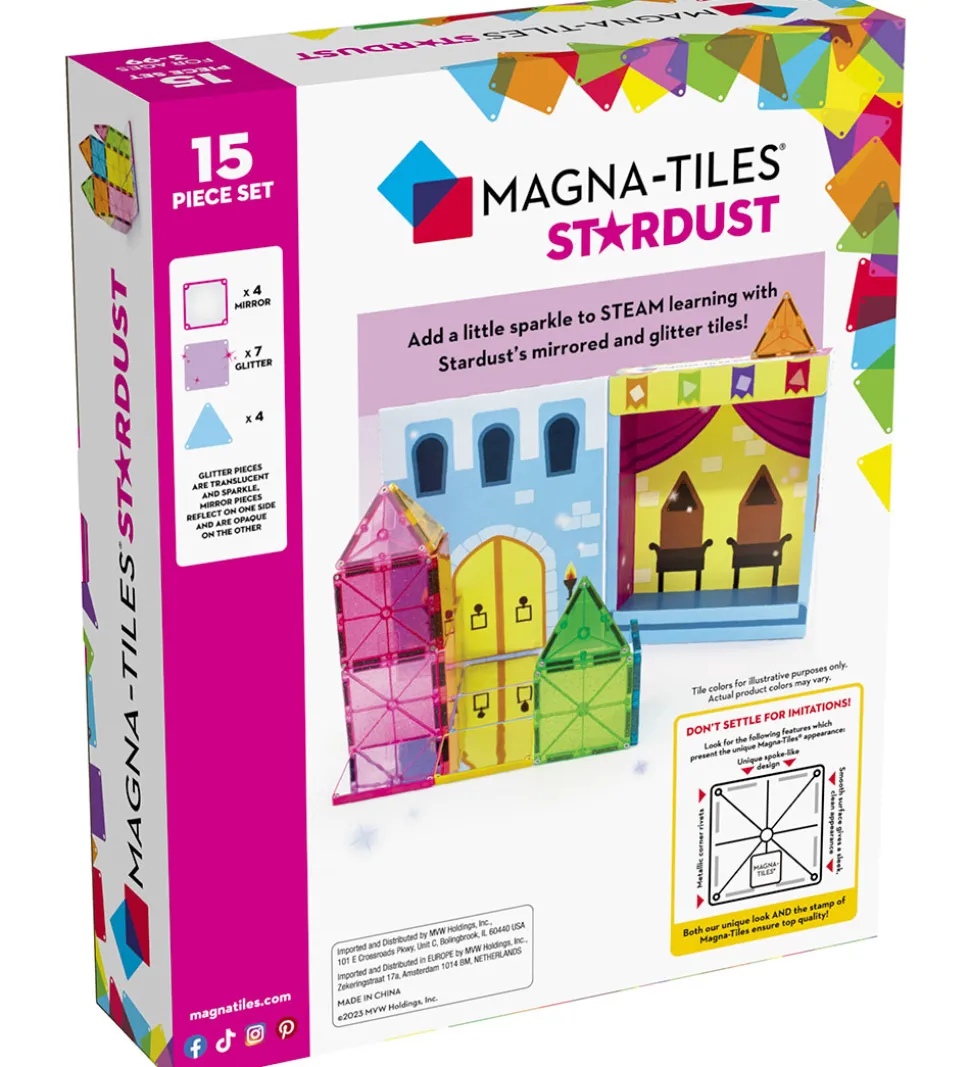 Magna-Tiles Magnetsæt - 15 Dele - Stardust Glitter & Spejle