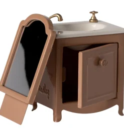 Maileg Miniature Kommode m. Vask & Spejl - Mus - Dark Powder