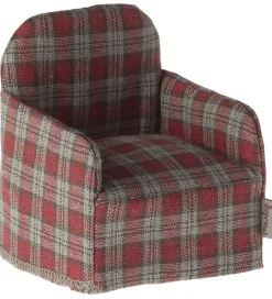 Maileg Miniature Lænestol - Mus - Rød/Tern