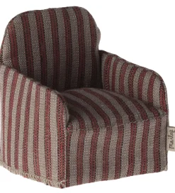 Maileg Miniature Lænestol - Mus - Rød/Stripe