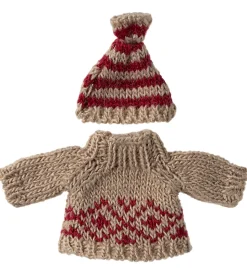 Maileg sweater/Hat - Strik - Mus - Mor