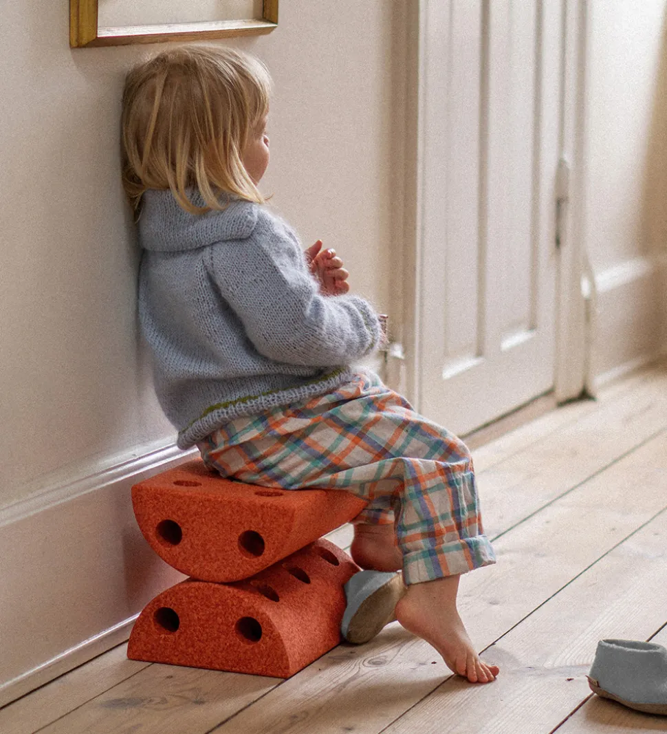 MODU Børneskammel - 4 Dele - Burnt Orange/Dusty Green