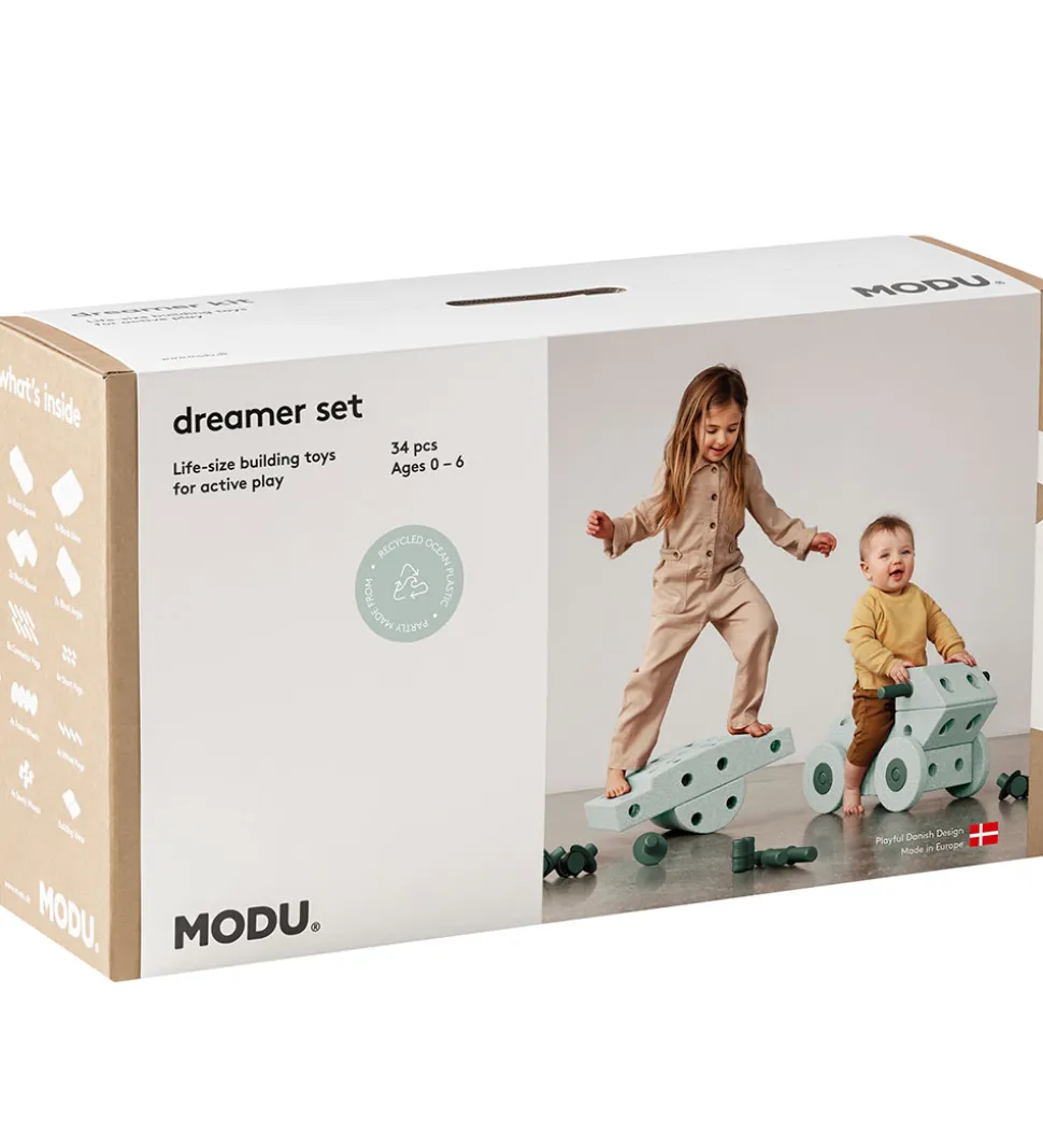 MODU Dreamer Sæt - 34 Dele - 70x40x20 cm - Ocean Mint/Forest Gre