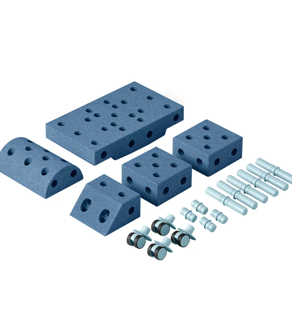 MODU Explorer Sæt - 20 Dele - 55x40x20 cm - Deep Blue/Sky Blue