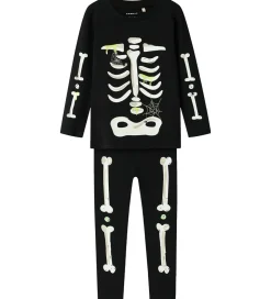 Name It Nattøj - 2-delt - Glow - NmnOwen - Sort/Lemonade