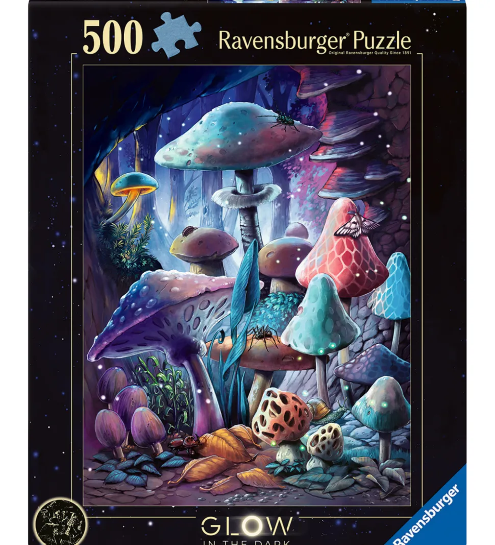 Ravensburger Puslespil - 500 Brikker - Moonlight Mushroom - Glow