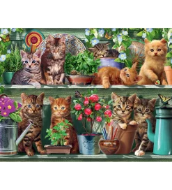 Ravensburger Puslespil - 500 Brikker - Cats On The Shelf