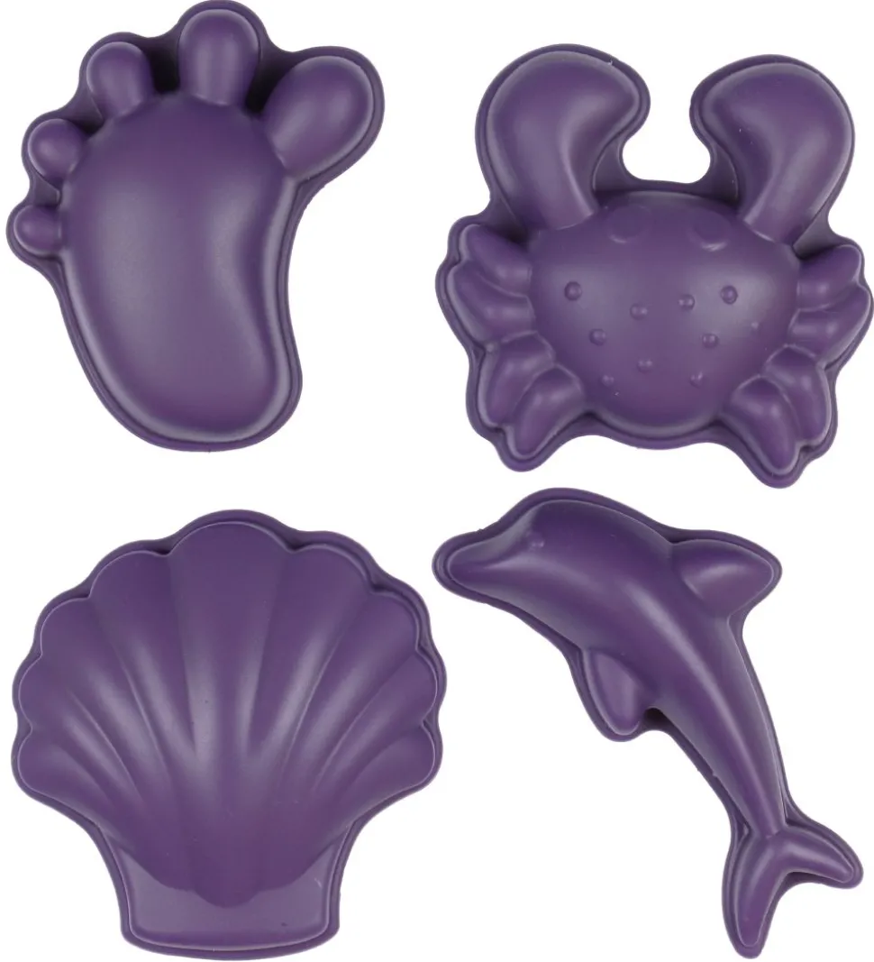 Scrunch Sandforme - 4 stk. - Silikone - 6,5-10,5 cm - Dark Purpl