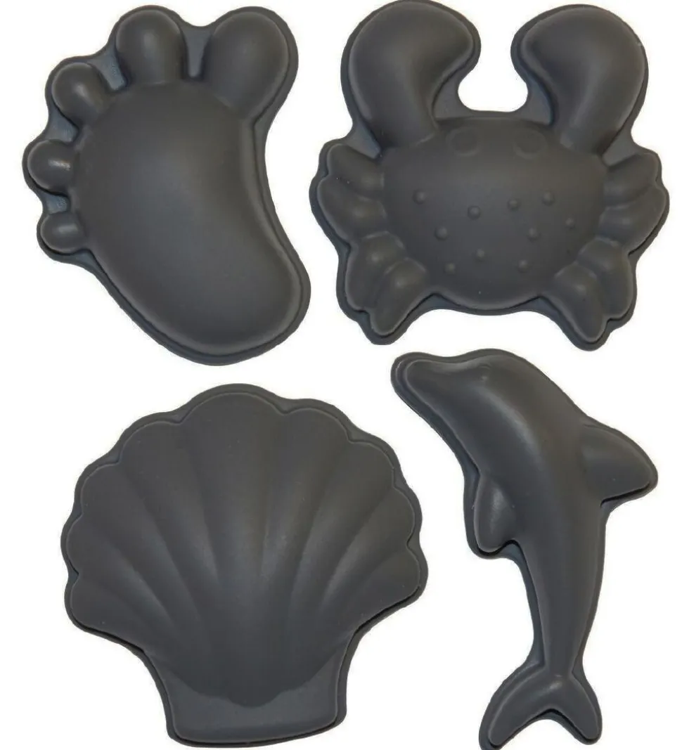 Scrunch Sandforme - 4 stk - Silikone - 6,5-10,5 cm - Mørkegrå