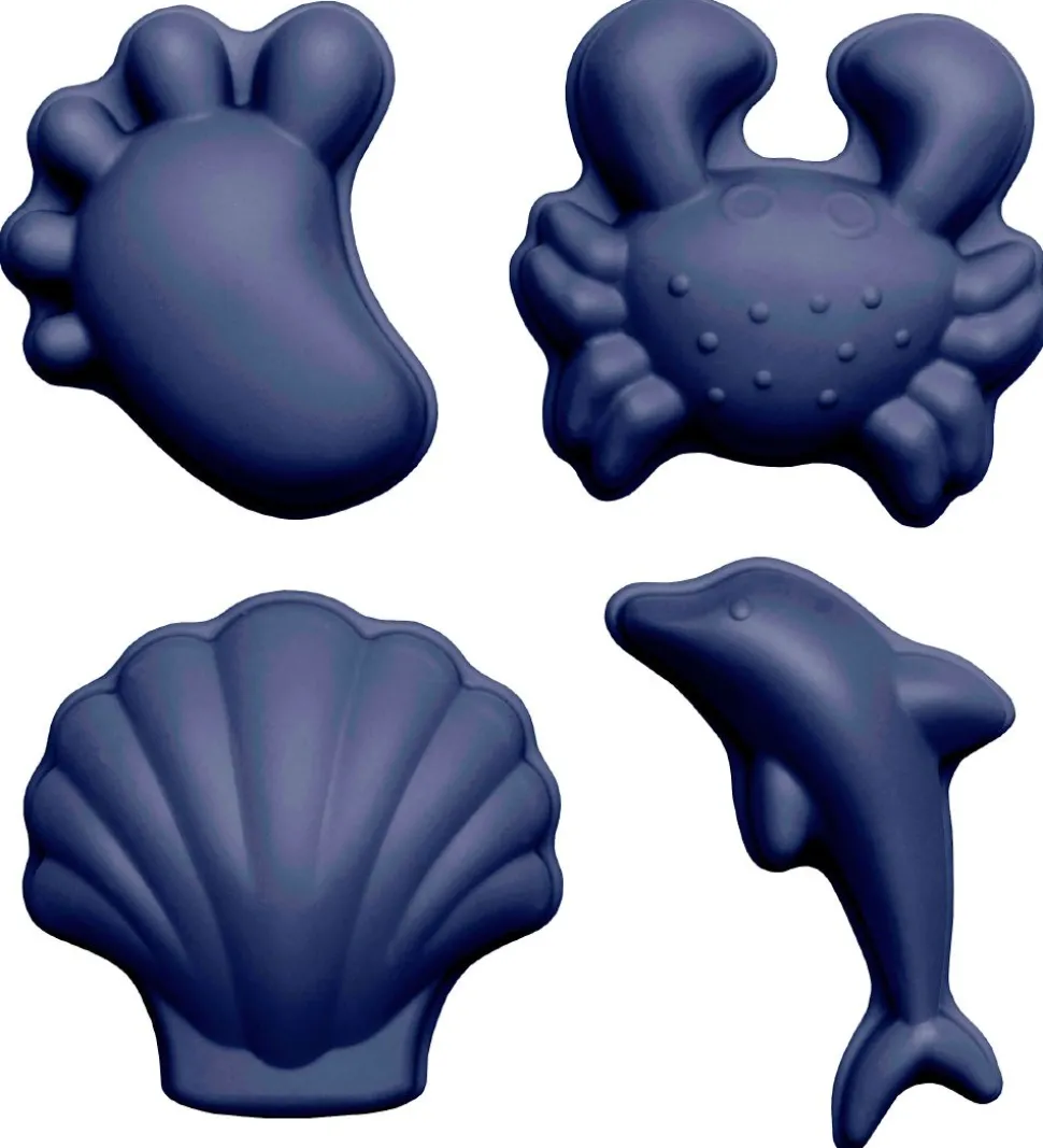 Scrunch Sandforme - 4 stk - Silikone - 6,5-10,5 cm - Blå