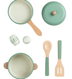 Sebra Trælegetøj - Køkkengryde/Pandesæt - Grøn