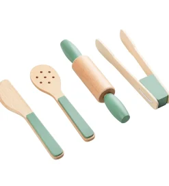 Sebra Trælegetøj - Køkkenredskabssæt - Grøn