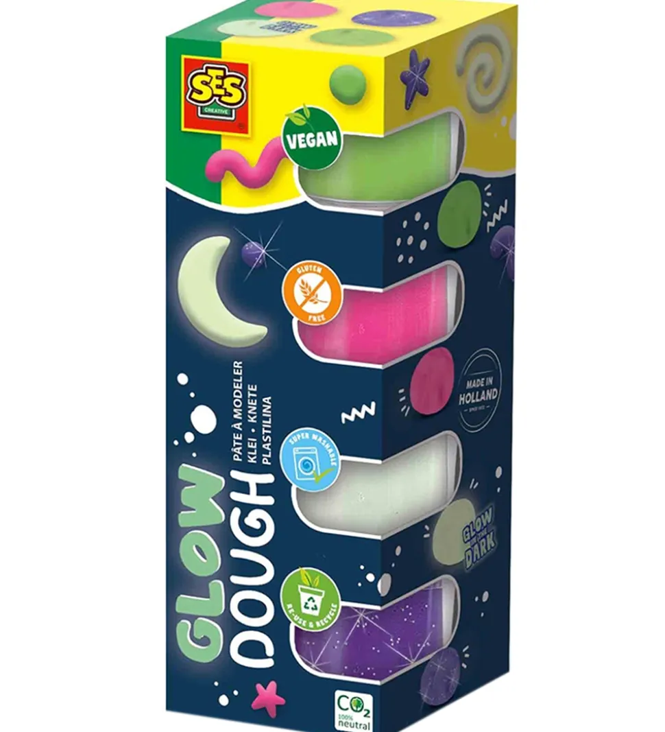 SES Creative Modellervoks - 4x90g - Silkeblød Selvlysende