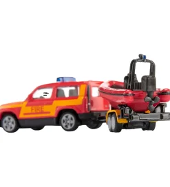 Siku Bil m. Båd - Land Rover Defender m. Boat - Rød/Gul