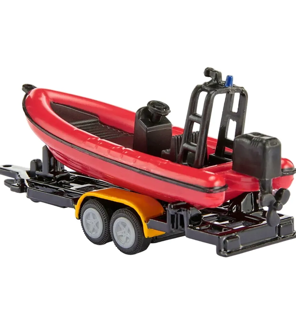 Siku Bil m. Båd - Land Rover Defender m. Boat - Rød/Gul