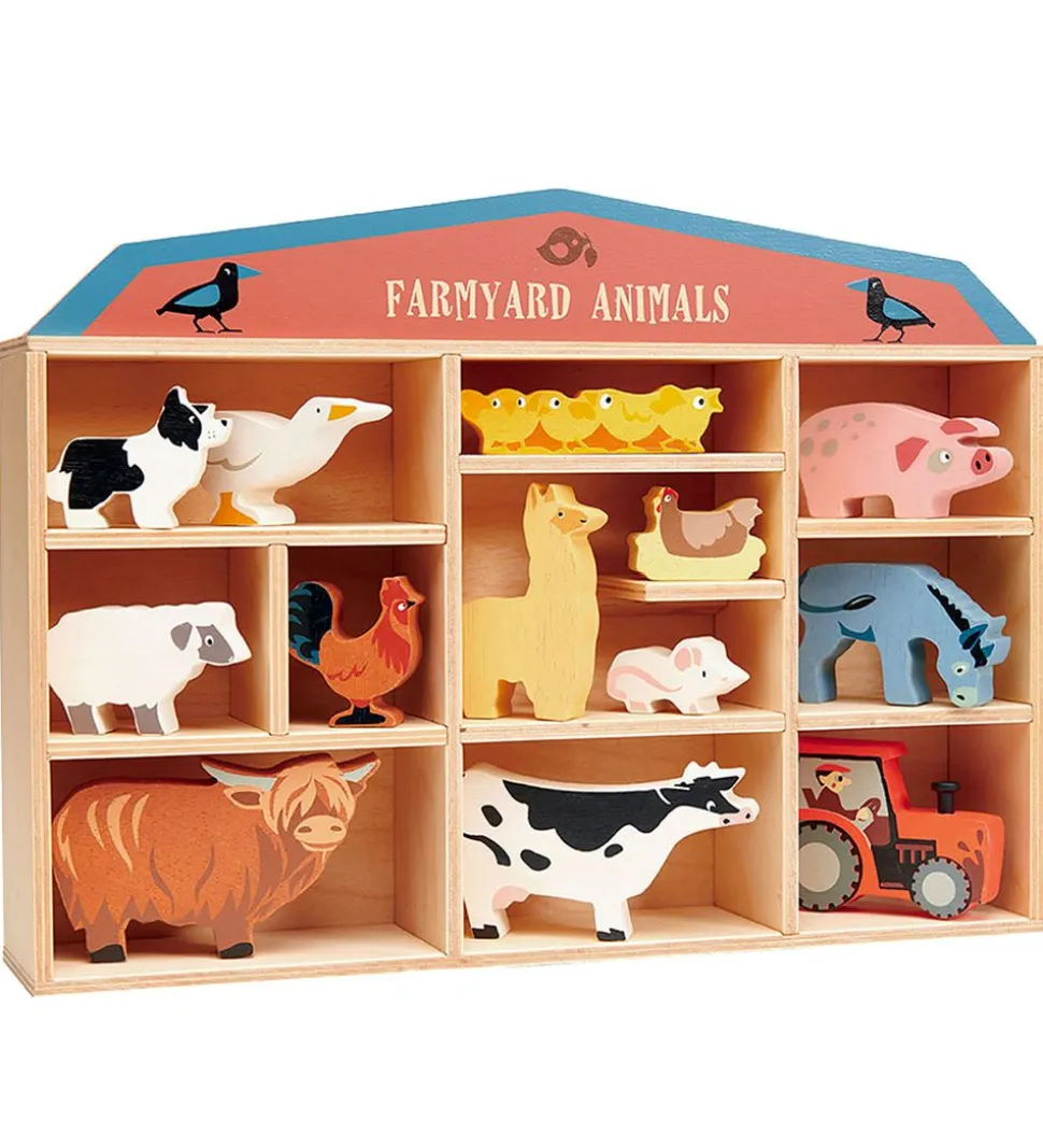 Tender Leaf Trælegetøj - 13 Bondegårdsdyr Af Træ