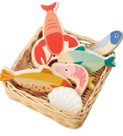 Tender Leaf Trælegetøj - Kurv Med Fisk & Skaldyr