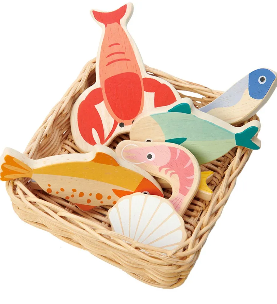 Tender Leaf Trælegetøj - Kurv Med Fisk & Skaldyr