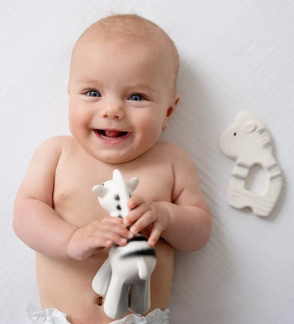 Tikiri Bidedyr - Naturgummi - Zebra - Hvid/Sort