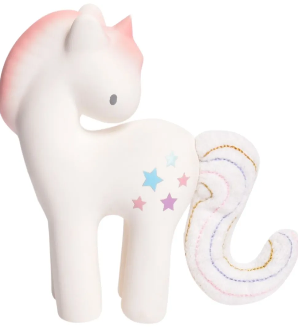 Tikiri Bidelegetøj - Naturgummi - Candyfloss Enhjørning - Hvid