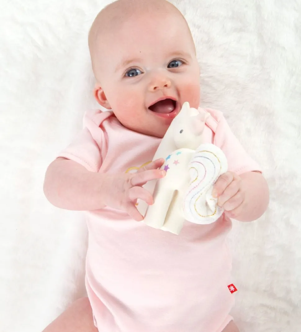 Tikiri Bidelegetøj - Naturgummi - Candyfloss Enhjørning - Hvid