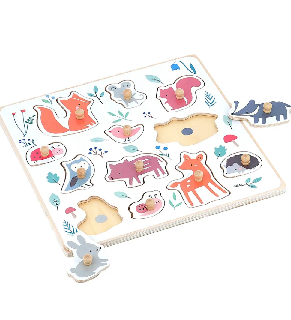 Vilac Træpuslespil - 12 Brikker - Skovens Dyr